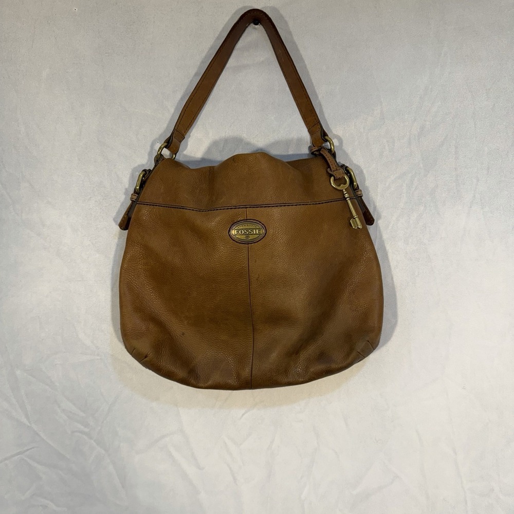 vintage fossil explorer crossbody Bag Leather Tan Zippers Brass Hardware - Picture 4 of 16